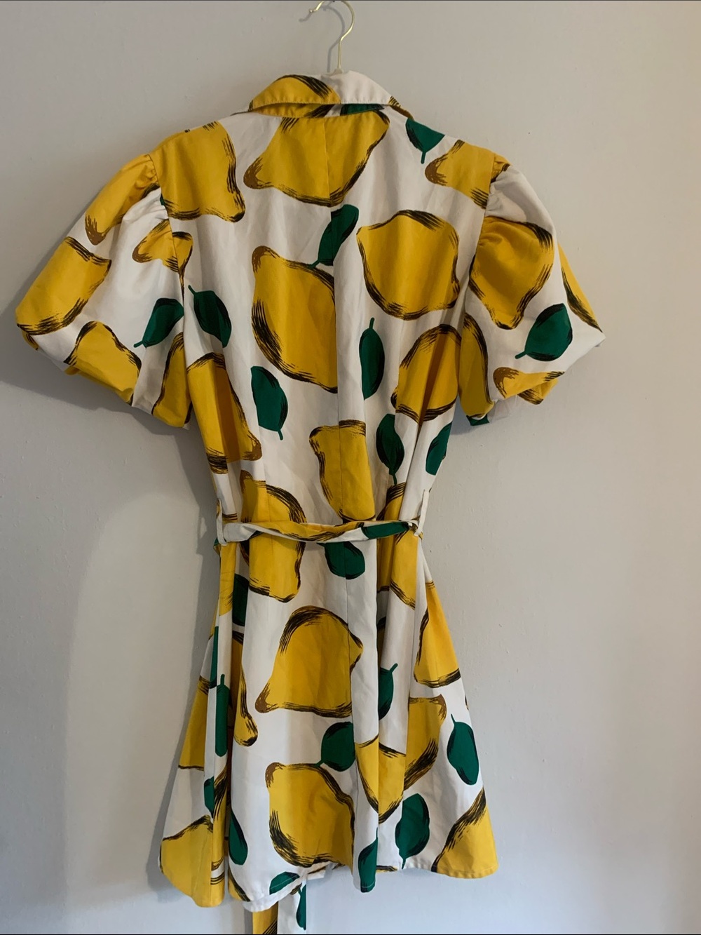 HER DESTINY Button-Front Lemon Print Shirt Dress with Self Tie - Picture 3 of 3
